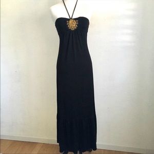 Black Sleeveless Maxi Dress Ruffle Hem sz small